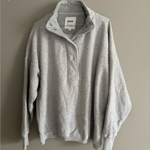 Aerie Getaway Quarter Snap Sweatshirt, Heather Gray, S